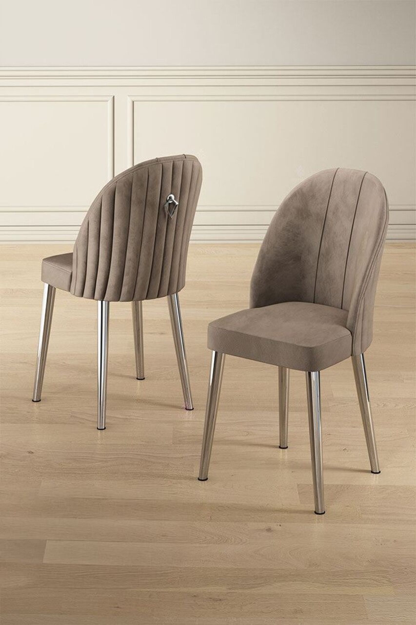 Set scaune 2 piese, Hanah Home, Mara, Cappuccino / Chrome - imagine 4